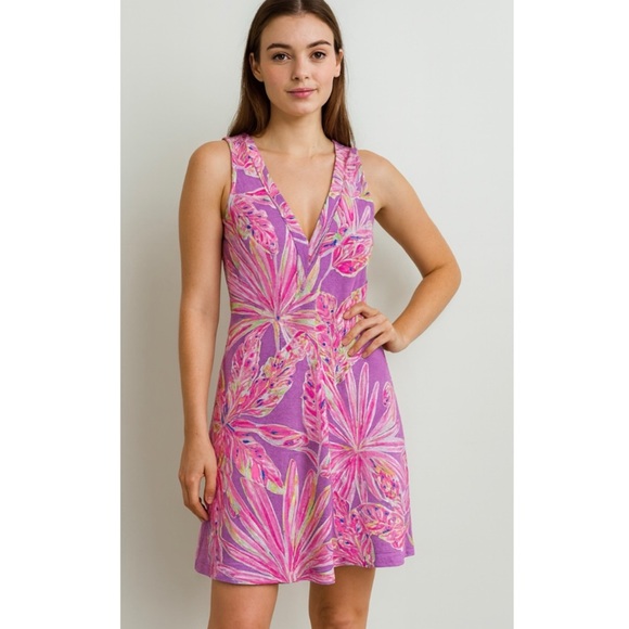 Lilly Pulitzer Dresses & Skirts - LILLY PULITZER | Amina Pink Purple Floral Print‎ Sleeveless Mini Swing Dress XS